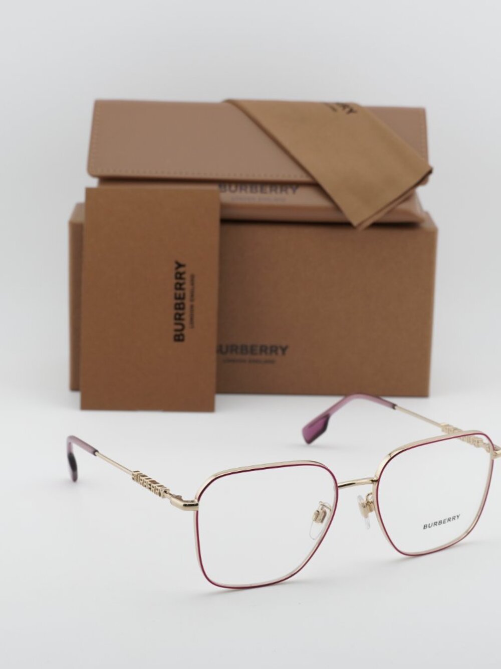 Burberry BE1382D 1357 Square Eyeglasses 55mm - Gold / Purple - Picture 10 of 10